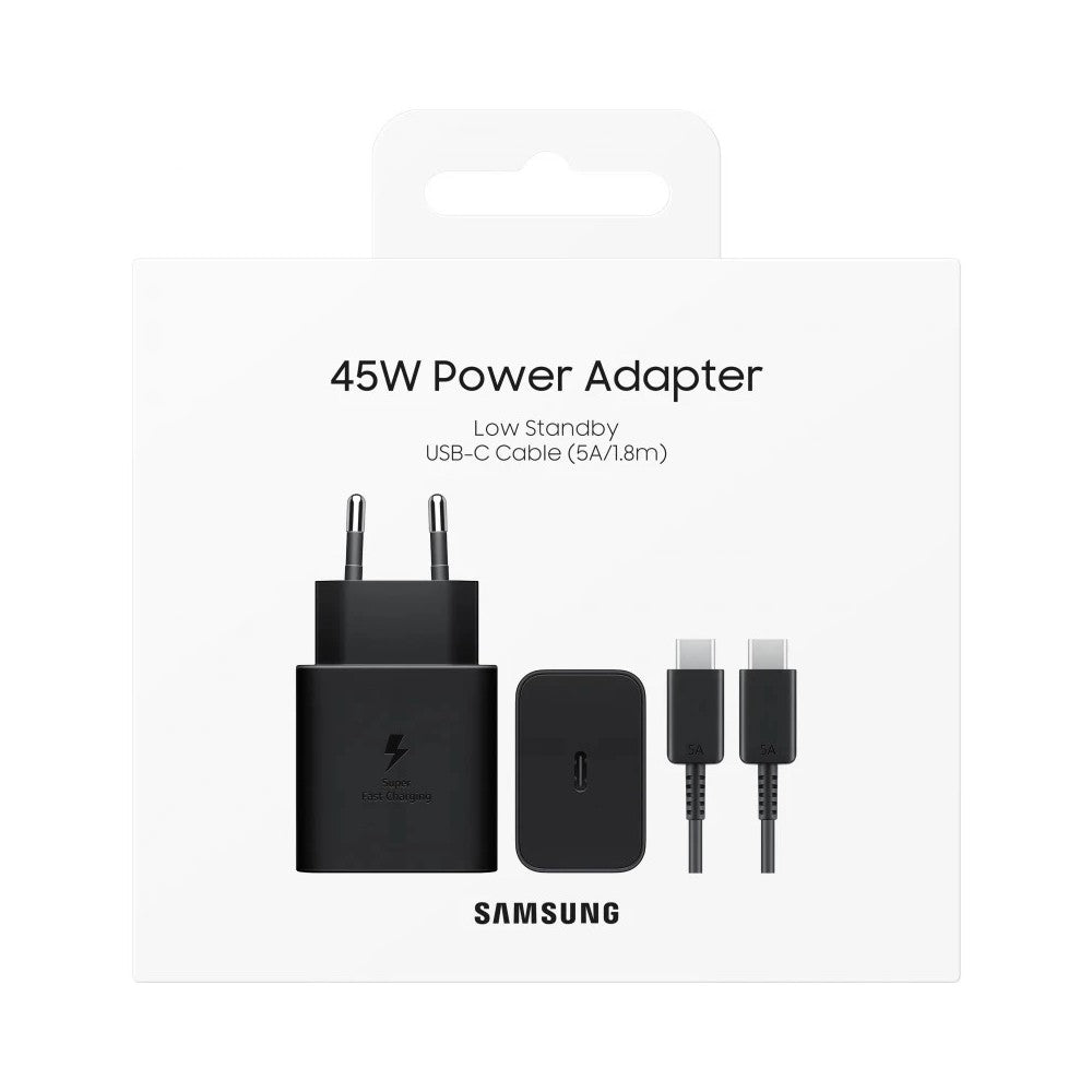 CARICABATTERIA DA RETE SAMSUNG SUPER FAST CHARGING 45W USB-C EPT4511XBEGEU + CAVO TYPE-C BLACK