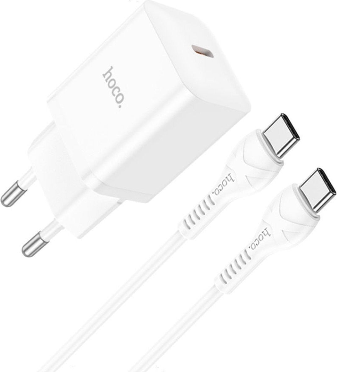CARICABATTERIE DA RETE HOCO 20W USB-C + CAVO USB-C A USB-C N60 BIANCO