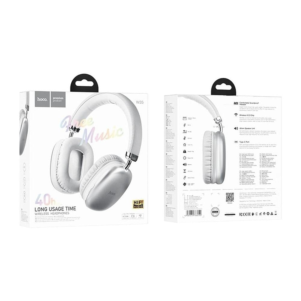 CUFFIE BLUETOOTH HOCO W35 MAX SILVER